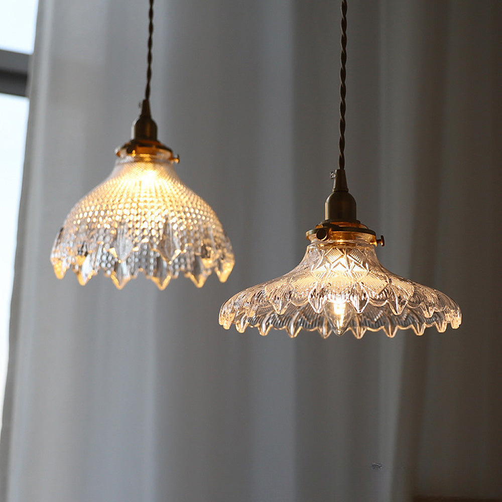 Vintage Loftlampe | Mid-Century Stil | Glas Disk | Justerbar Hængelængde | Ideel til Spisestue og Stue | Ø21 cm | H15 cm | E14 Fatning | Tidløst