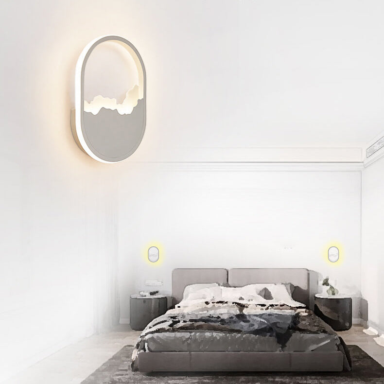 Oval LED Væglampe | Moderne Design | Bølget Look | Jern og Akryl Materiale | 14-19W | 1400-1900lm | Grå | Til Stue eller Soveværelse | Nem