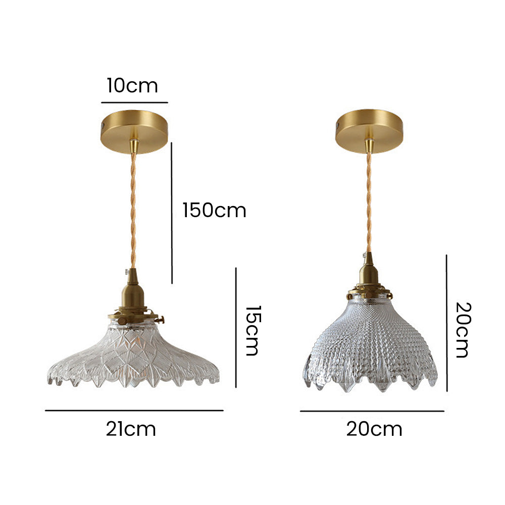 Vintage Loftlampe | Mid-Century Stil | Glas Disk | Justerbar Hængelængde | Ideel til Spisestue og Stue | Ø21 cm | H15 cm | E14 Fatning | Tidløst