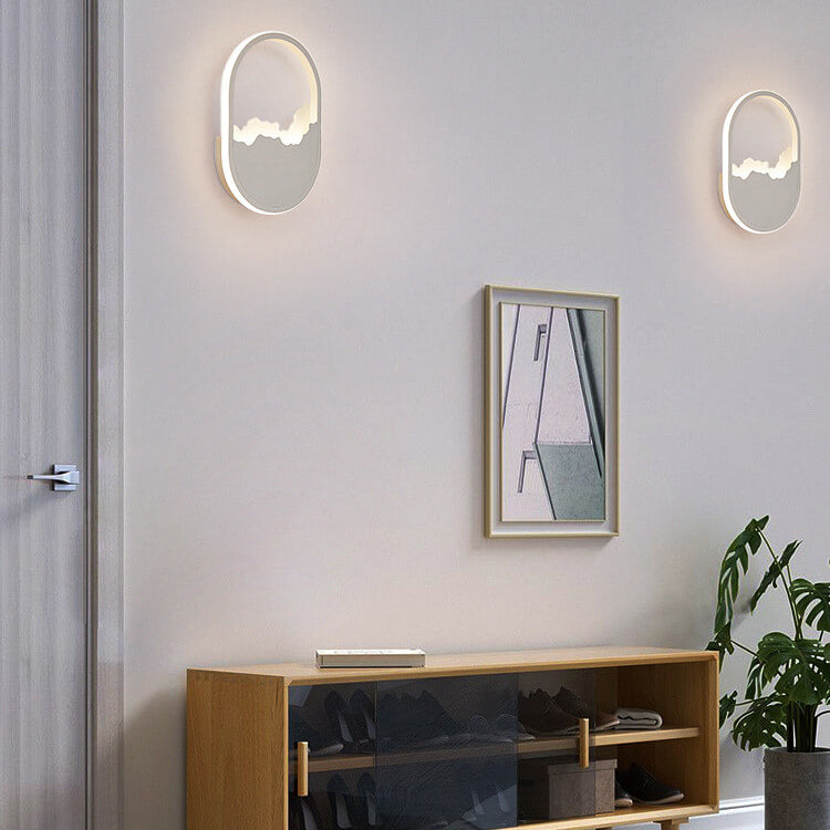 Oval LED Væglampe | Moderne Design | Bølget Look | Jern og Akryl Materiale | 14-19W | 1400-1900lm | Grå | Til Stue eller Soveværelse | Nem