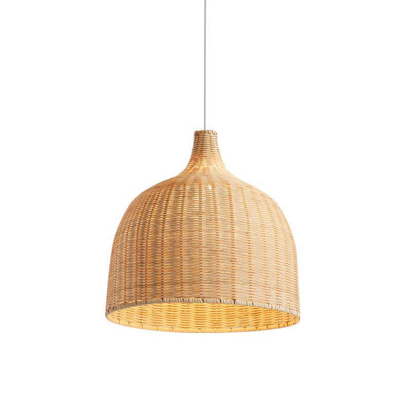 Bambus Rattan Loftpendel | Justerbar Højde | Køkken & Spisebord | E26/E27 Fatning | 25-45 cm Diameter | 150 cm