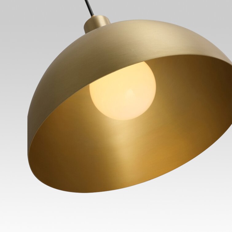 Vintage inspireret messing loftlampe | Kuppelformet design | Mid-Century moderne stil | Justerbar kabellængde 150 cm | E26/E27 fatning | Guld finish