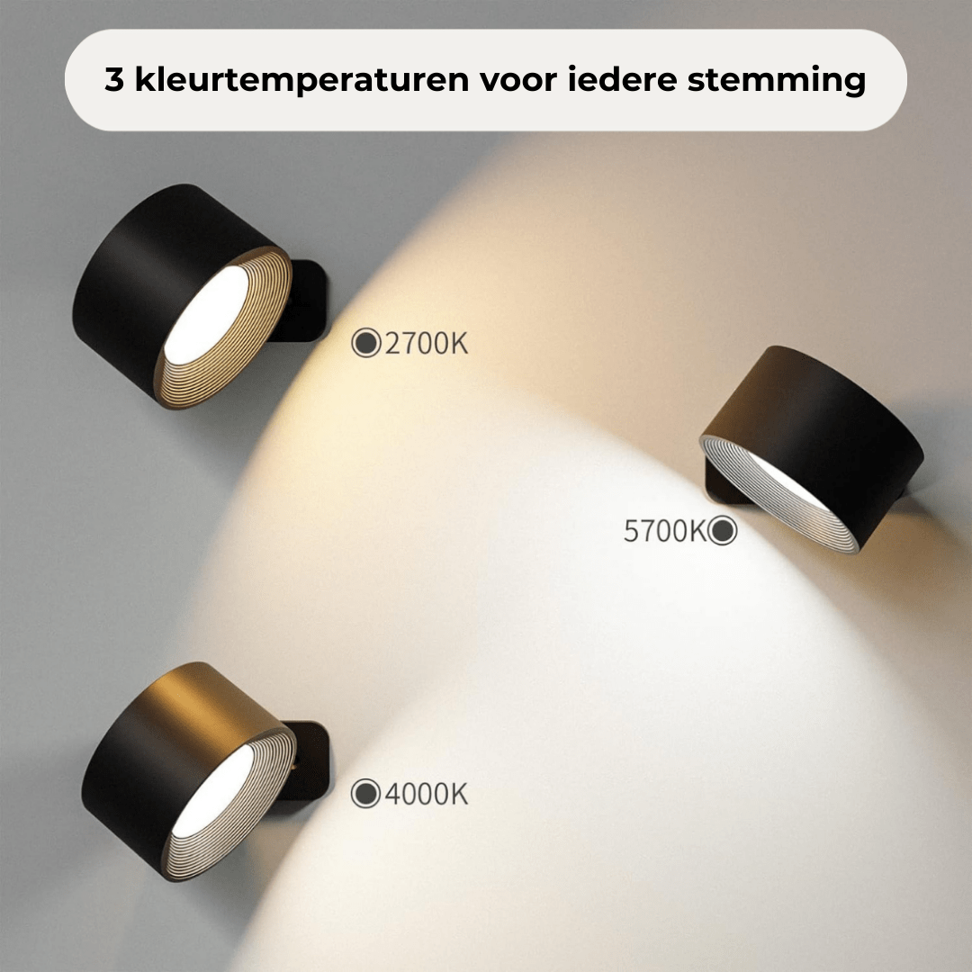 Luminoir FlexiBeam | 360° LED Vægbelysning | Genopladelig & Trådløs | Vandtæt til Indendørs og Udendørs | Klar