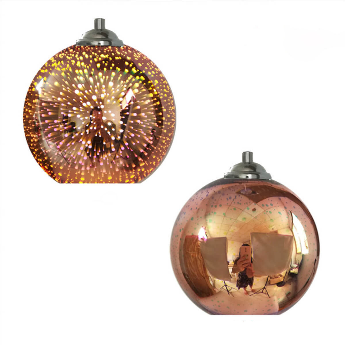 Flerfarvet 3D Glas Pendellampe | Skaber Firework-lignende Effekt | 1 Lyskilde | Moderne Indretning | Høj Kvalitet Glas og Metal | E27