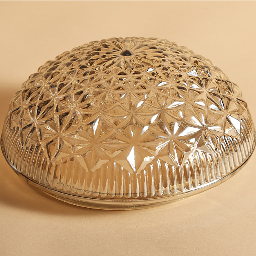 Klar Glas Loftlys | Ribbet Glasdesign | E27 Sokkel | Soveværelse Belysning | 2 Lyskilder | 110V-120V | Elegant og Stilfuld | CE og UL Certificeret