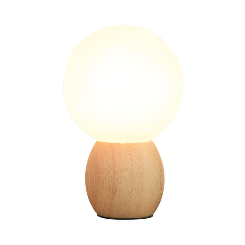 LumiOrb | Moderne natlampe | Elegant glaskugler | Robust træfod | 40 cm høj | 20 cm skærm | E27 sokkel | Hjemmebelysning | Atmosfærisk | Skandinavisk
