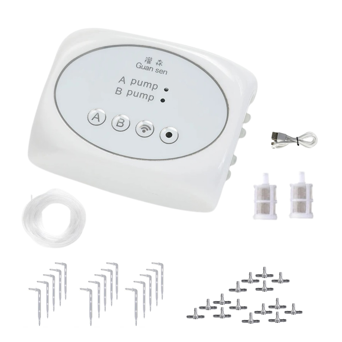 WiFi Smart Vandingssystem | App-kontrol | Automatisk Drypvanding | Op Til 30 Plantepotter | Inkl. Tysk Pump | IP66 | USB-drevet | Til Indendørs &