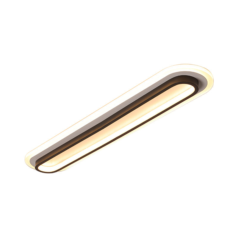 Oval LED Belysning | Moderne Loftlampe | Sort/Hvid Metal | Akryldiffusor | Energibesparende | Justerbar Lysstyrke | Stilfuld