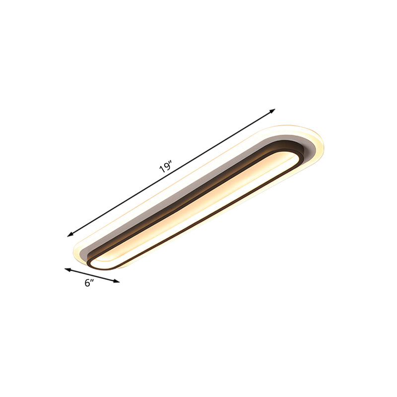 Oval LED Belysning | Moderne Loftlampe | Sort/Hvid Metal | Akryldiffusor | Energibesparende | Justerbar Lysstyrke | Stilfuld