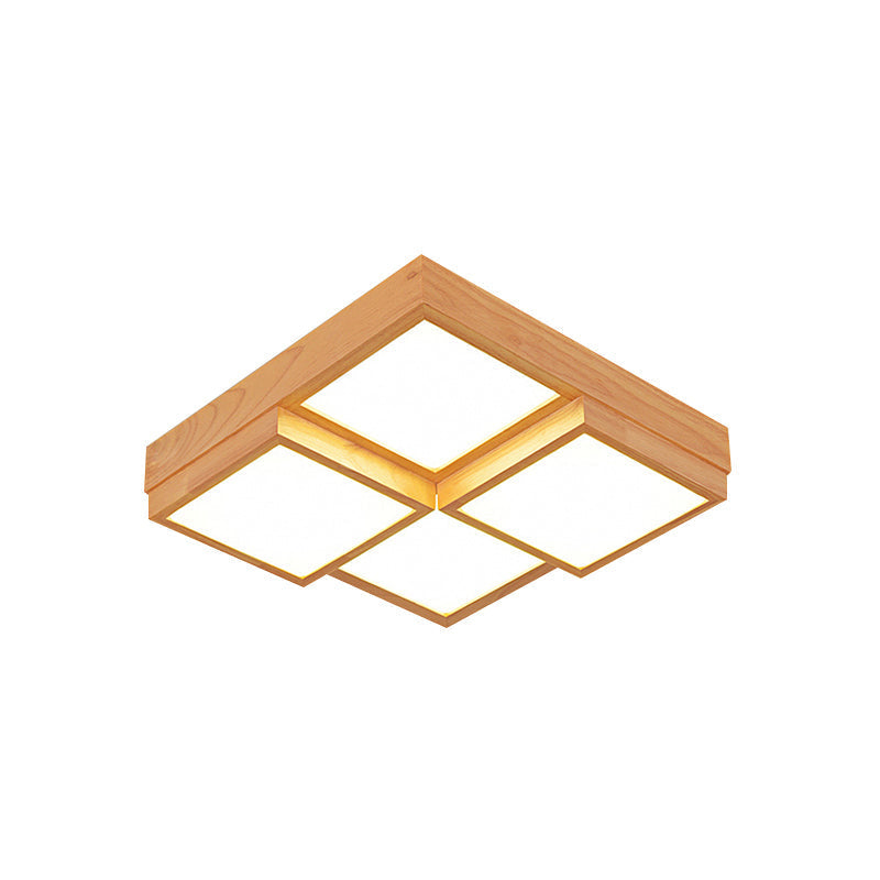 Træ Loftslampe LED | Firkantet Design | 4/6/9 Pærer | Varm/Hvid/Naturlig Lys | Moderne Træfinish | Bæredygtig