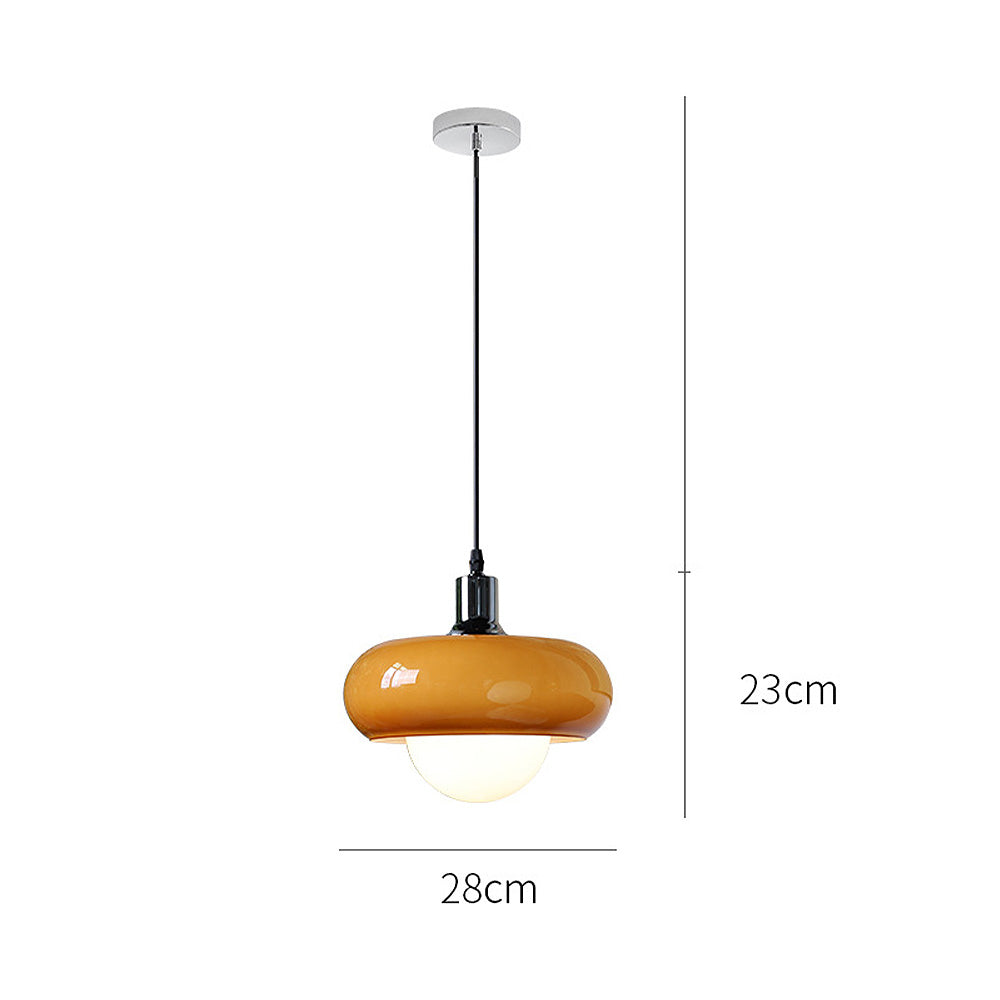 Bauhaus inspireret | Kuppelformet hængelampe | Kaffe glas | Loftslampe | Ø28cm | Glaskunst og jern | Justerbar kabellængde 1.5m | Ikke inkluderet