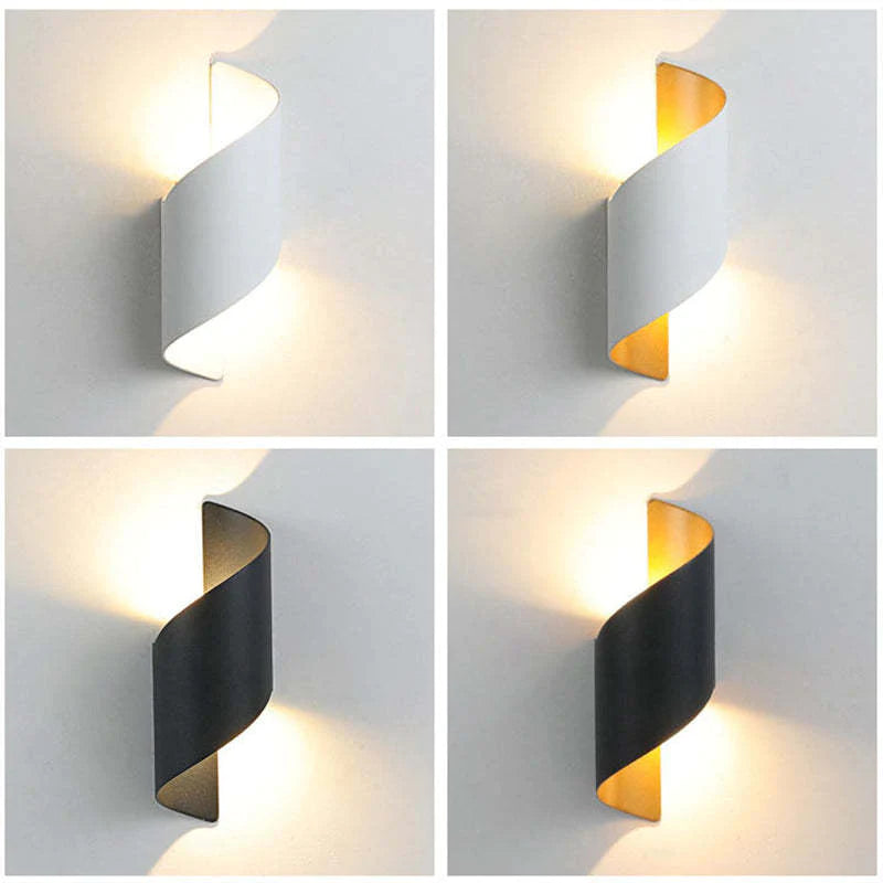 Orr LED Væglampe | Spiraldesign | Hvid/Sort | Indendørs Metal | Moderne Stil | Effektfuldt Lys | Ideel til Stue og Gang | IP20 Beskyttelse