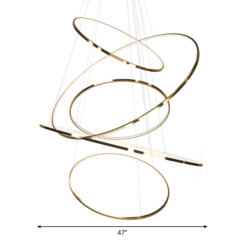 Moderne slank lysekrone | Guld design | LED teknologi | 3/5-lags valgmulighed | Minimalistisk interiørkompatibilitet | Akryl