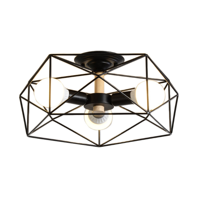 GeoLight loftlampe | Geometrisk design | Metaltrådbur | Sort, hvid, guld | Fås med 3-5 lys | Moderne belysning | Høj kvalitet | Perfekt til ethvert