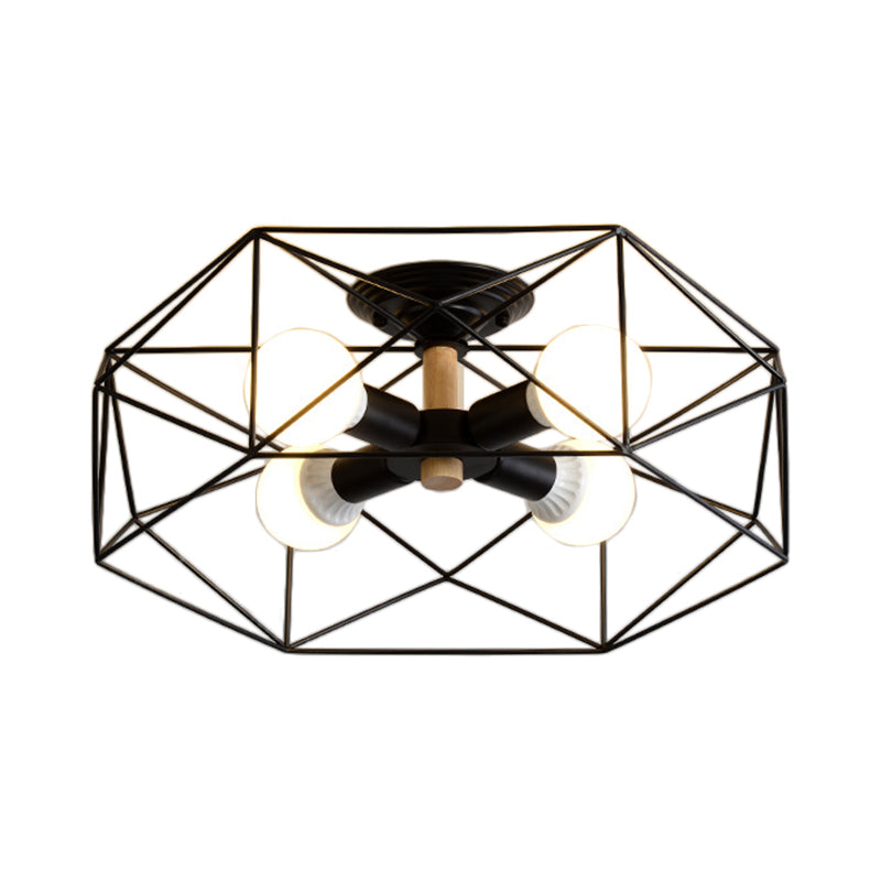 GeoLight loftlampe | Geometrisk design | Metaltrådbur | Sort, hvid, guld | Fås med 3-5 lys | Moderne belysning | Høj kvalitet | Perfekt til ethvert