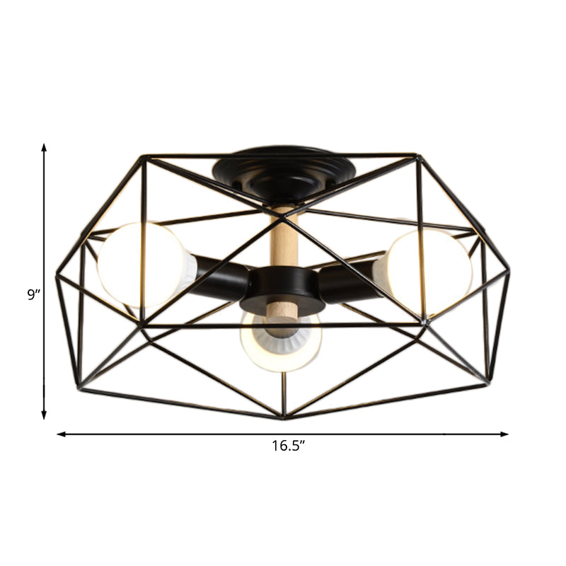 GeoLight loftlampe | Geometrisk design | Metaltrådbur | Sort, hvid, guld | Fås med 3-5 lys | Moderne belysning | Høj kvalitet | Perfekt til ethvert