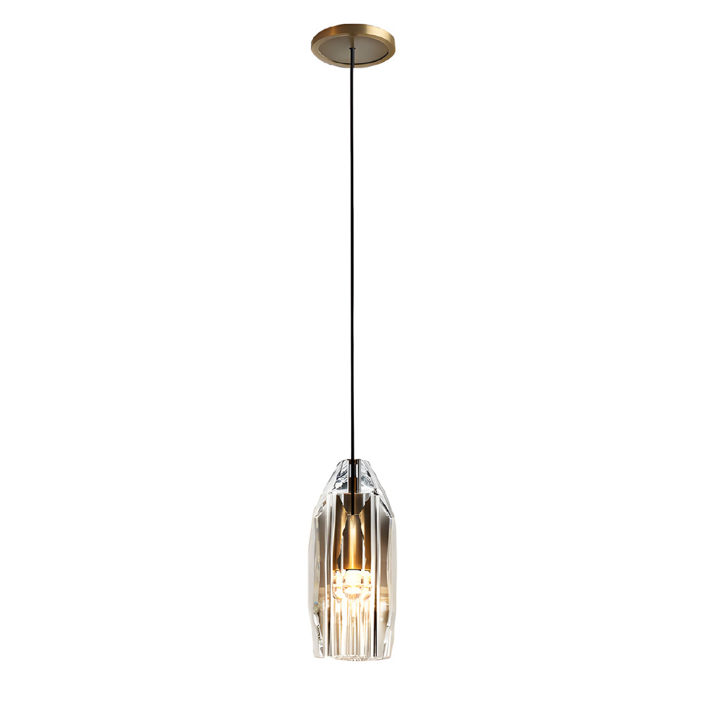 Geometrisk LED loftlampe | Krystaldetaljer | Justerbar højde | Messing og sort finish | Varmt og hvidt lysindstillinger | 12W energieffektiv | Ideel