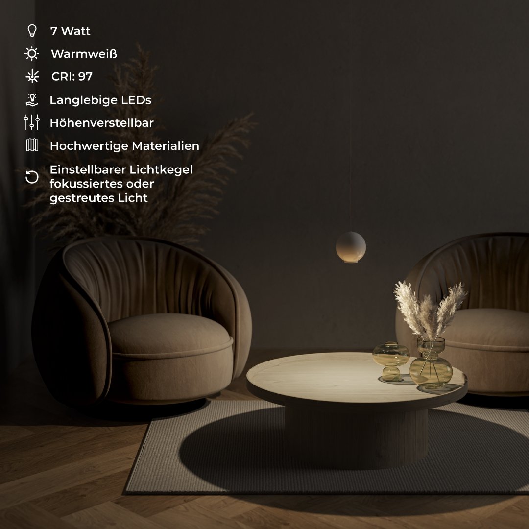 Moderne loftslampe | Kunstnerisk design | Subtil belysningsløsning | Stilfuldt ophæng | Passer til højt til loftet | Luksuriøs finish | Funktionel og