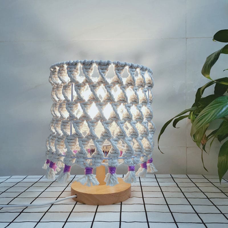 LightWave | Flettet Reb Design | Naturligt Rustikt | Håndlavet | LED-lampe | USB Genopladelig | Varmt Lys | 20 x 20 x 25