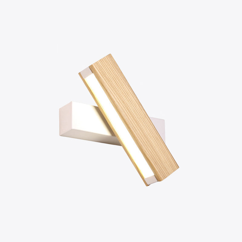 Moderne LED Væglampe | Træakryl Design | Roterbar | Justerbar Lysretning | Soveværelse og Læsehjørner | Energibesparende | Mat Sort eller Hvid