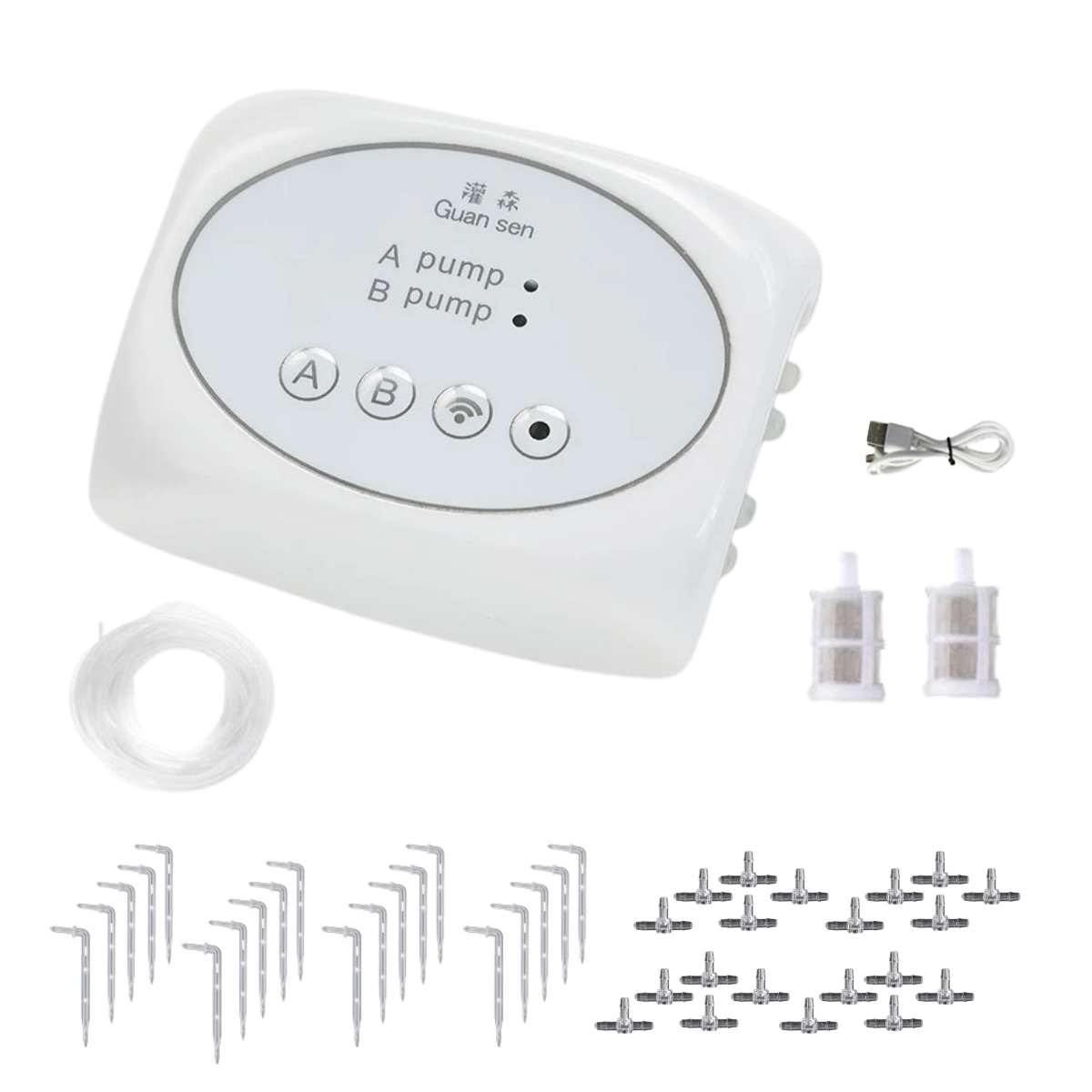 WiFi Smart Vandingssystem | App-kontrol | Automatisk Drypvanding | Op Til 30 Plantepotter | Inkl. Tysk Pump | IP66 | USB-drevet | Til Indendørs &