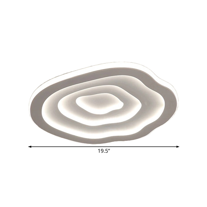 Moderne akryllampe | Bølget design | LED-loftmontering | Hvid finish | Justérbar varme- og