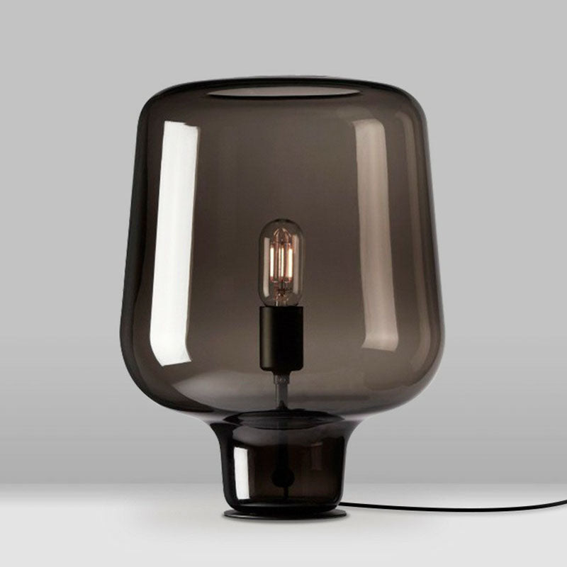 Moderne Lampe | Sort Bordlampe | Glas Kaffefarvet Skærm | Elegant Design | Værelser, Stuer | Holdbart Høj Kvalitet Glas | Kompatibel Med LED