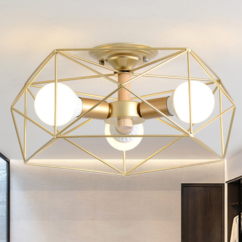GeoLight loftlampe | Geometrisk design | Metaltrådbur | Sort, hvid, guld | Fås med 3-5 lys | Moderne belysning | Høj kvalitet | Perfekt til ethvert