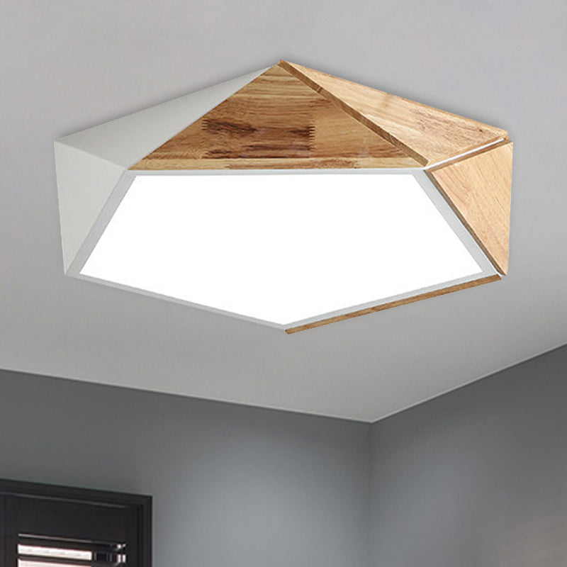 GeoLight | Moderne Geometrisk LED Flushmount Loftslampe | Sort eller Hvid | Stuebelysning | Energieffektiv | Nem Installation | Metaldesign | 41,9 cm