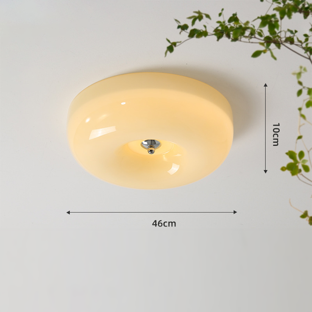 Loftslampe i Glas og Metal | LED Lyskilde | Varmt Lys | Inkl. Pære | Diameter 32/40/46 cm | Højde 10 cm | CE UL Certificeret | Velegnet til