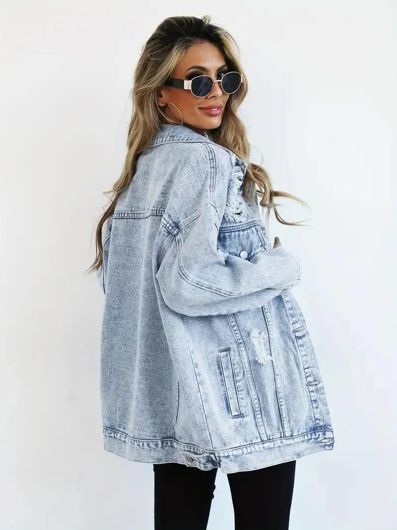 Trendy Oversized Denimjakke til Kvinder - Visconte
