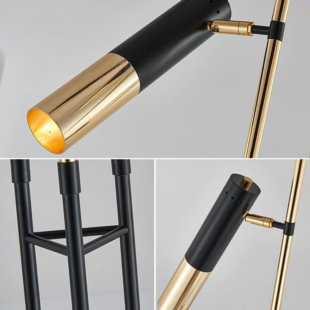 Cravione | Justerbar Gulvlampe med 3 Spotlights | Slankt Design | Industrielt Look | Optimal Fleksibilitet | Tidløs Stil | Perfekt til Læsehjørner