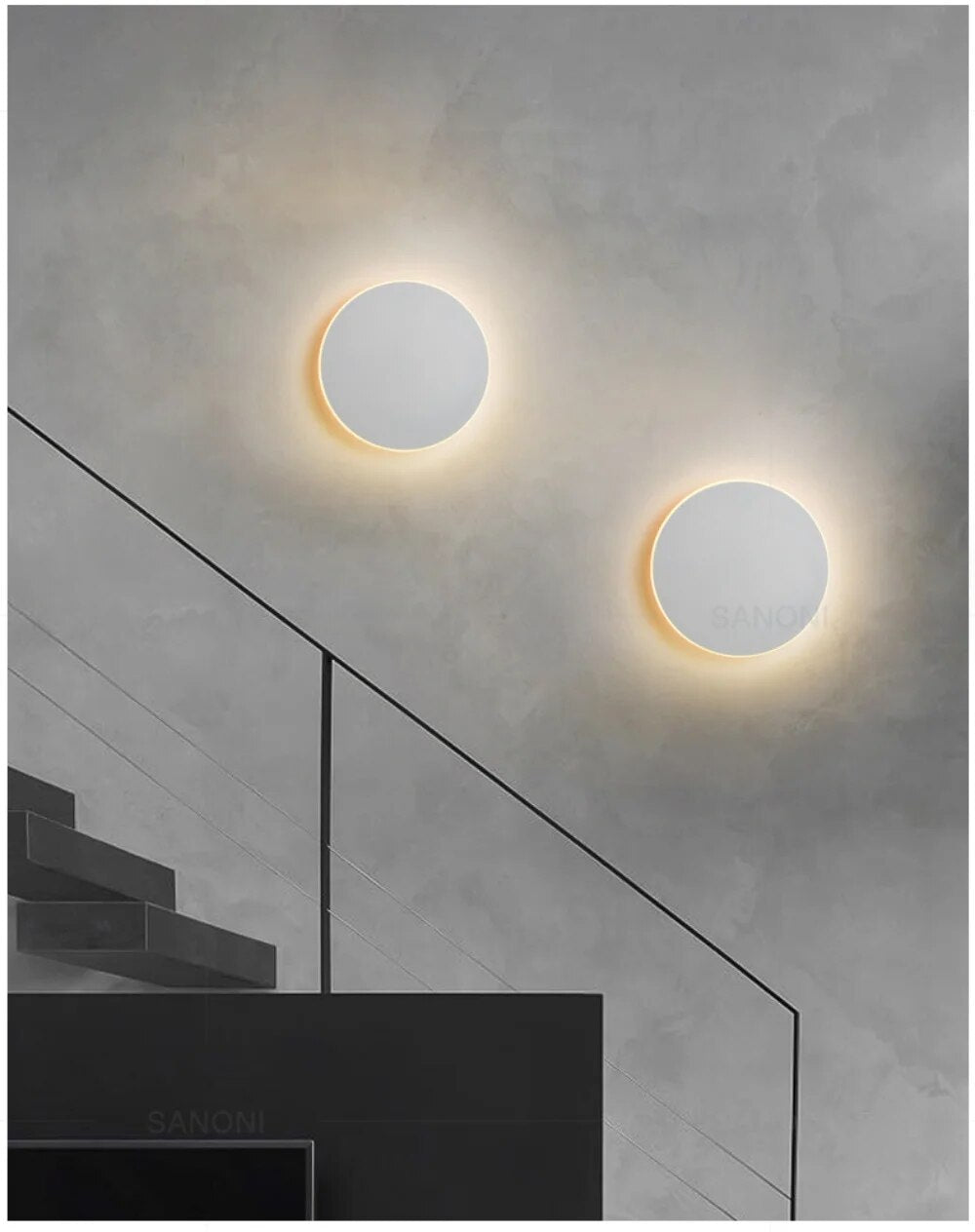 SleekGlow | Rund LED designerbelysning | Moderne vægarmatur | Effektivt energiforbrug | Slankt og stilfuldt design | Skaber hyggelig indendørs