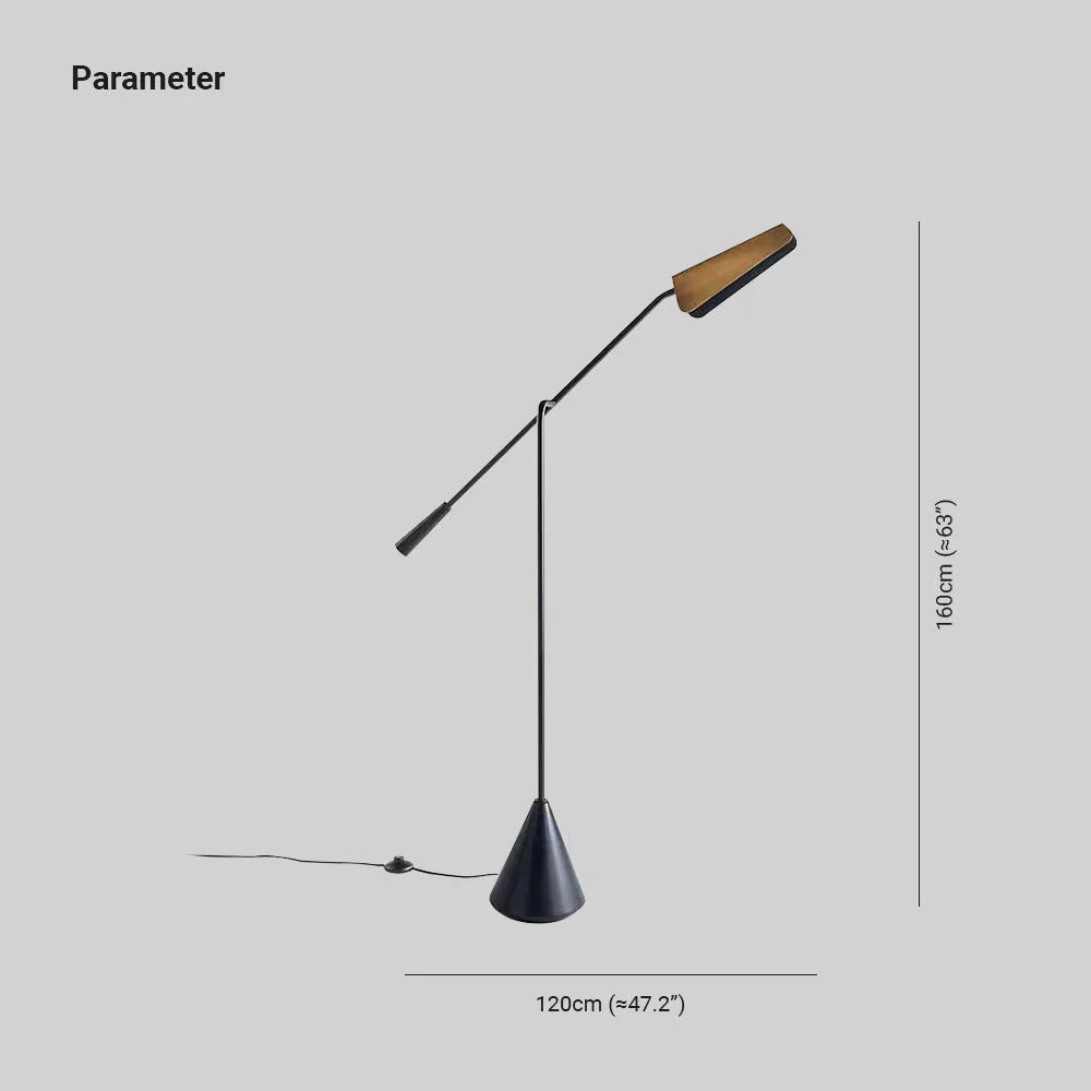 Quinorea | Minimalistisk Skandinavisk Gulvlampe | Justerbar Arm | Kegleformet Base | Moderne Interiør | Høj Kvalitet | Holdbart Design | Læse- og
