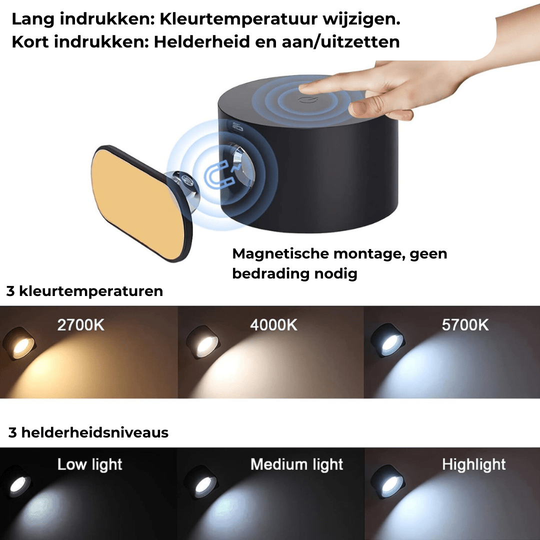 Wireless Rechargeable 360° Wall Light | Flexible LED Lighting | Adjustable Direction | Energy Efficient