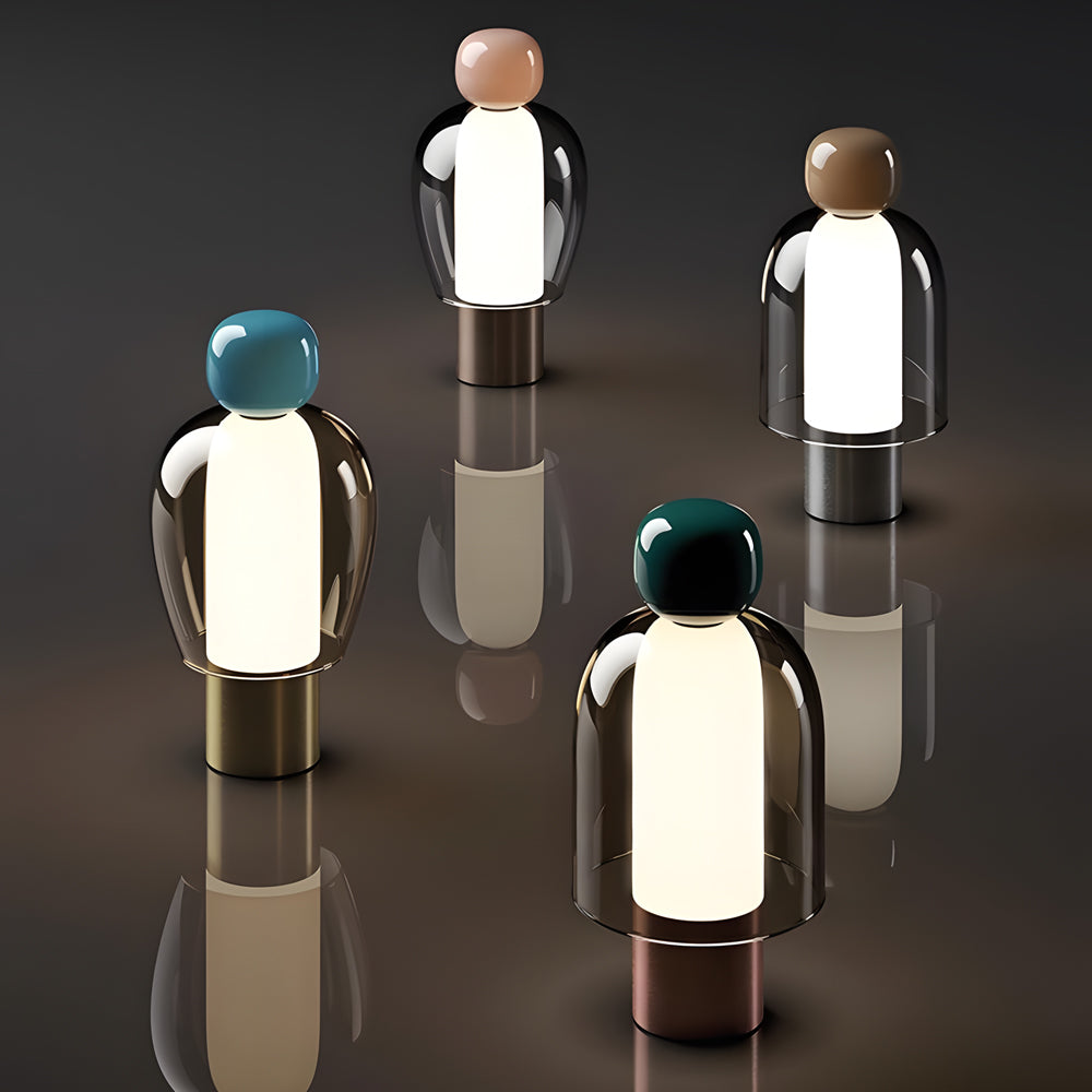 GlowFlow | Trådløs bordlys | Glas | LED dæmpbar | Genopladelig | 25 cm | Elegant design | Justerbar lysstyrke | 3000K varm