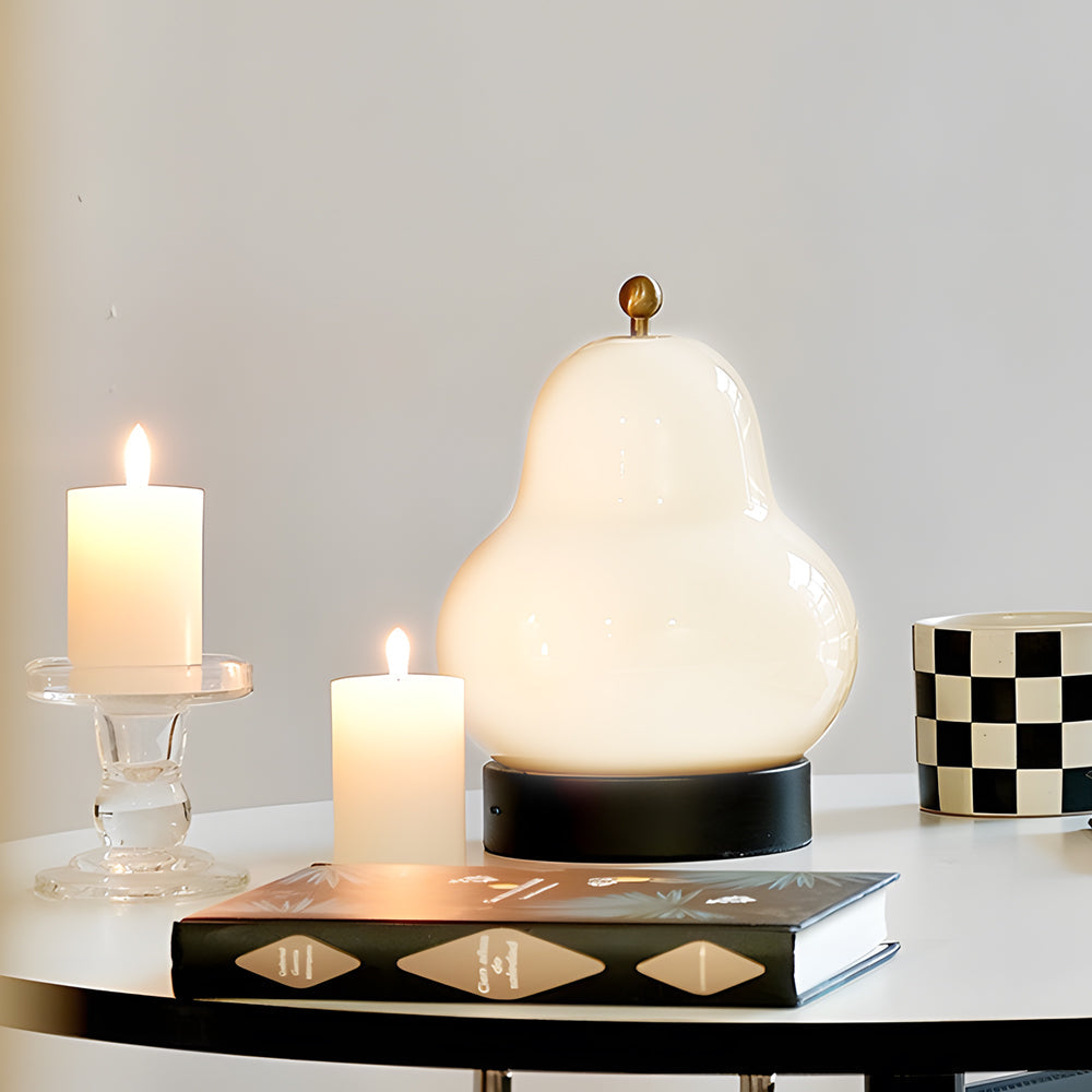 Bærbar LED-lampe | Justerbar lysstyrke | USB-opladning | Elegant pære-design | Ideel til natbord eller skrivebord | Glas og plastik | Varm hvid