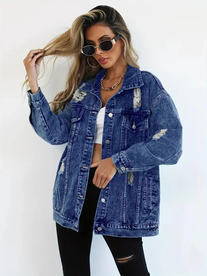 Trendy Oversized Denimjakke til Kvinder - Visconte