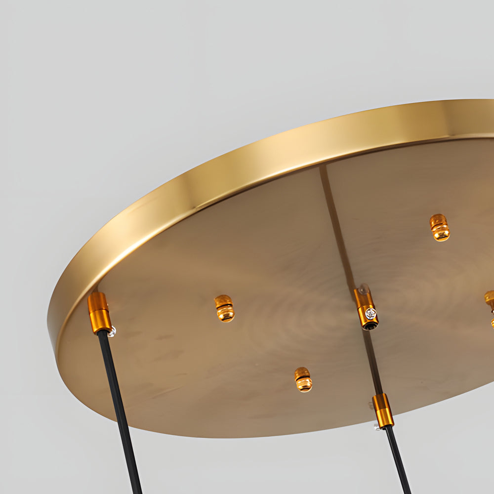 Klar glaspendel | Minimalistisk moderne design | Justerbar højde | LED-lyskilde integreret | Jerngalvaniseret guldbronzestang | Passer til spisestue,