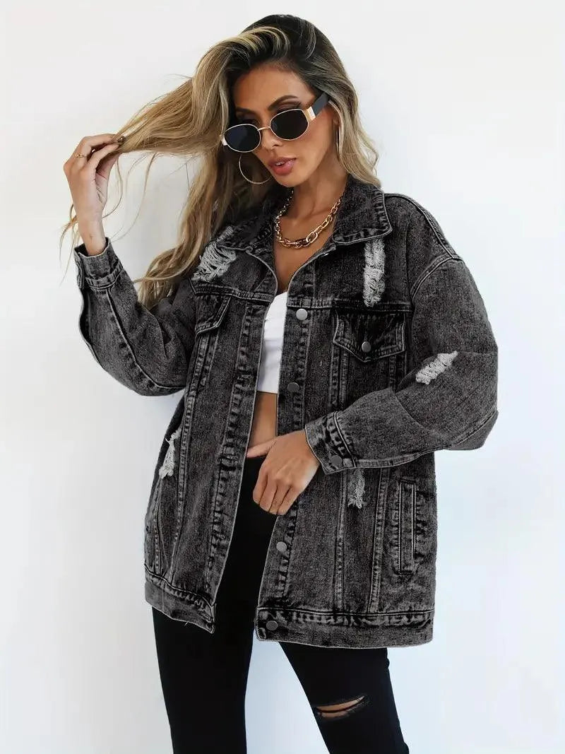 Trendy Oversized Denimjakke til Kvinder - Visconte