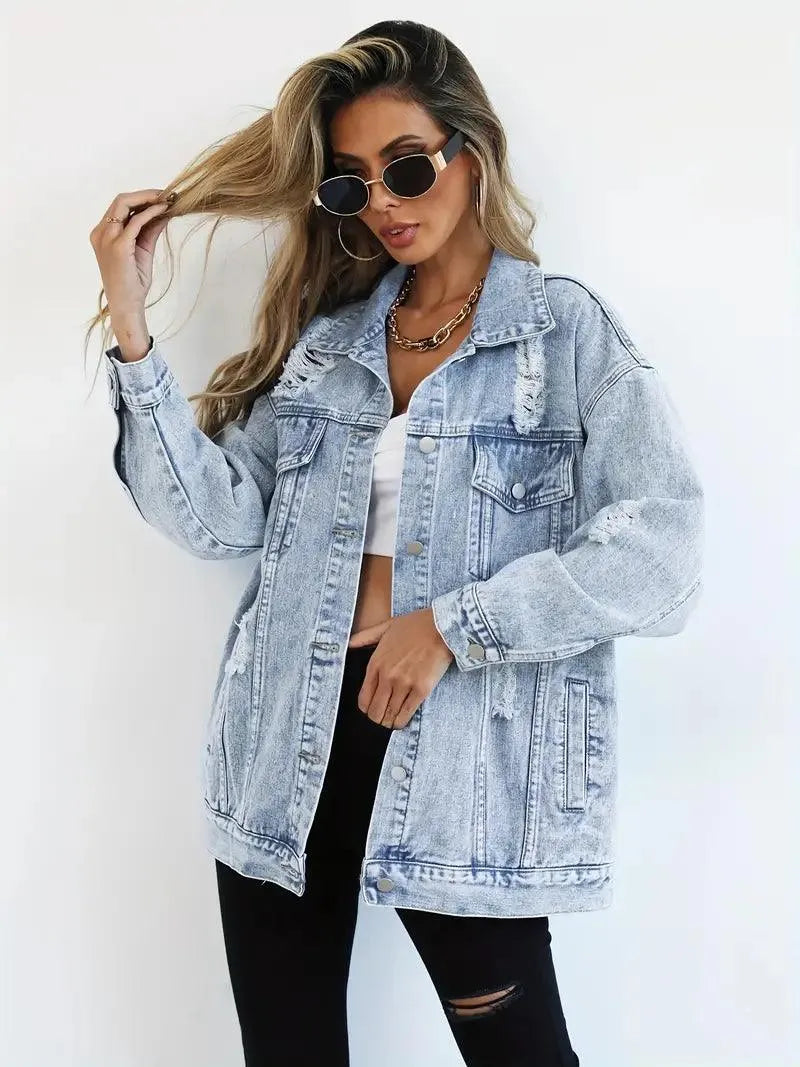 Trendy Oversized Denimjakke til Kvinder - Visconte