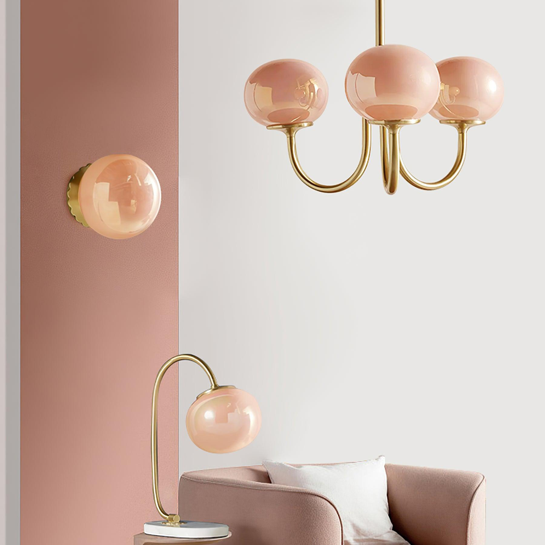 Bobleformet Pink Glas Loftlampe | Elegant Marshmallow Design | 3/5 Lyskilder | Justerbar Hængelængde 150 cm | Perfekt til Stue, Spisestue,