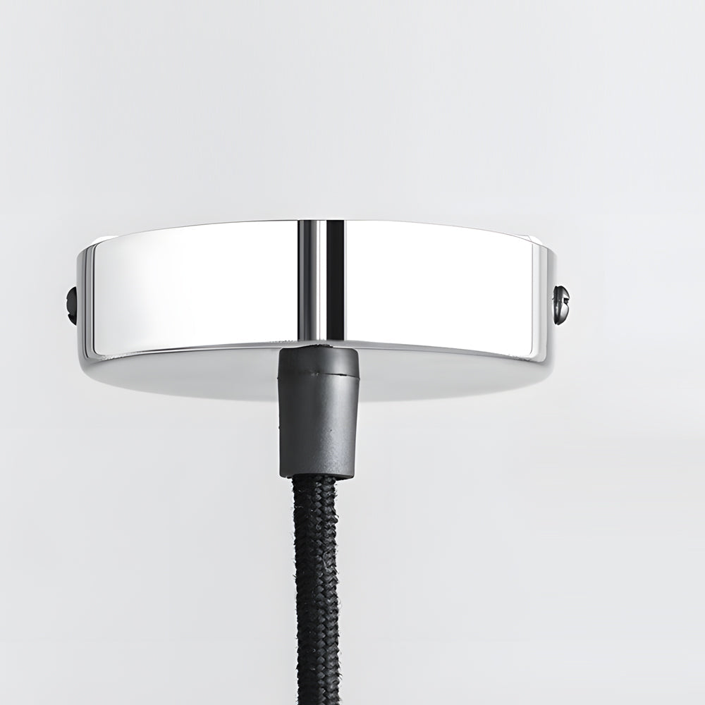 Retro pendellampe | Stribet glasskærm | 40W wolframtråd | Justerbar ophæng | Chrome & Bronze | Ø 26 cm x H 21 cm | Moderne og vintage design