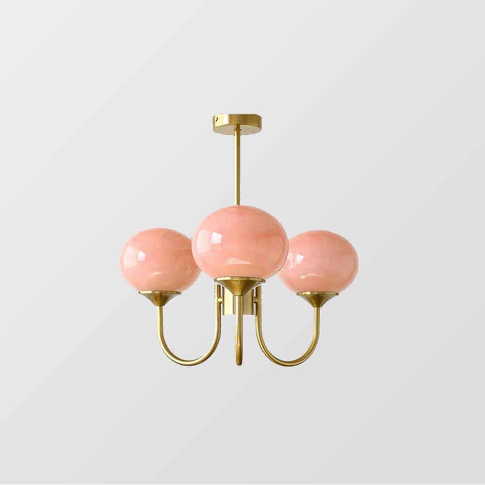Bobleformet Pink Glas Loftlampe | Elegant Marshmallow Design | 3/5 Lyskilder | Justerbar Hængelængde 150 cm | Perfekt til Stue, Spisestue,