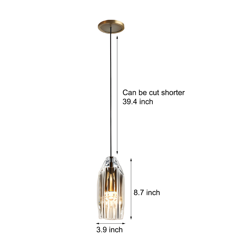 Geometrisk LED loftlampe | Krystaldetaljer | Justerbar højde | Messing og sort finish | Varmt og hvidt lysindstillinger | 12W energieffektiv | Ideel