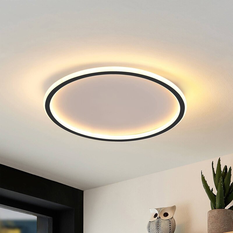 LunaNova LED Loftlys | Rund Design | Sort og Hvid | Metal og Akryl | Ø 30/40/50 cm | Energibesparende Belysning | Til Stue, Soveværelse &