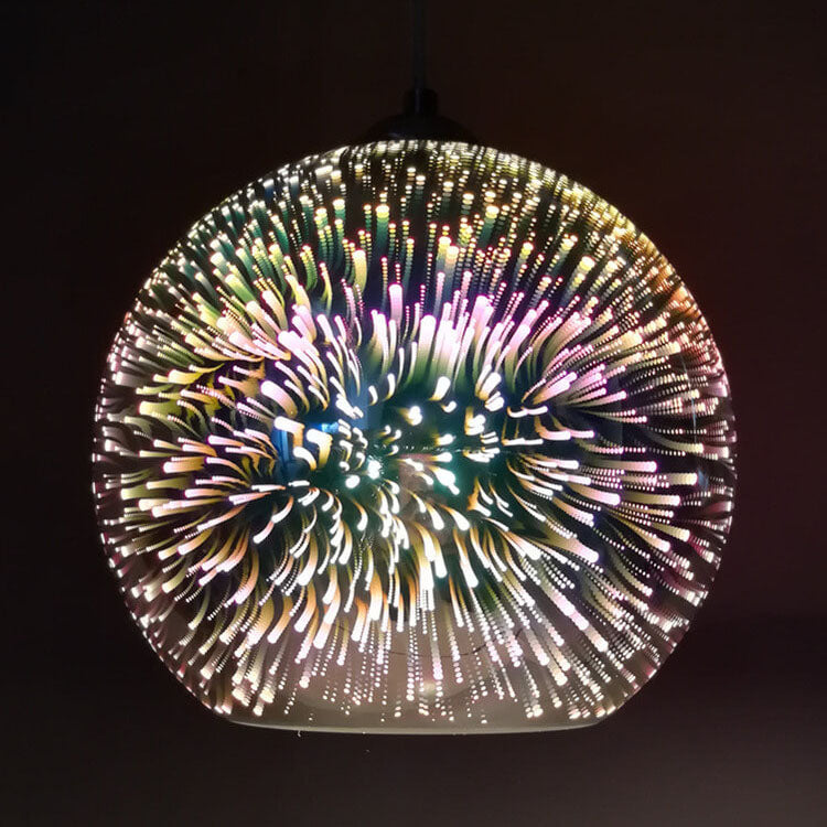Flerfarvet 3D Glas Pendellampe | Skaber Firework-lignende Effekt | 1 Lyskilde | Moderne Indretning | Høj Kvalitet Glas og Metal | E27