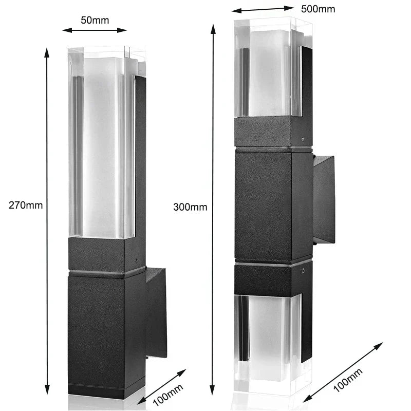 BrightLine | Moderne LED-væglampe i aluminium og akryl | Minimalistisk design | Indendørs og udendørs anvendelse | IP65 vandtæt | 6W-12W