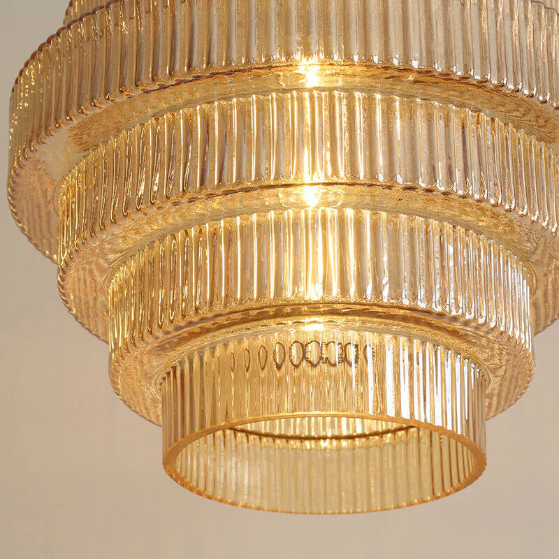 Clarity Loftlampe | Antik Messingflaske | Stribet Glas | Moderne Hængelampe | Køkken & Spisestue