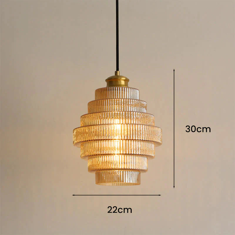 Clarity Loftlampe | Antik Messingflaske | Stribet Glas | Moderne Hængelampe | Køkken & Spisestue